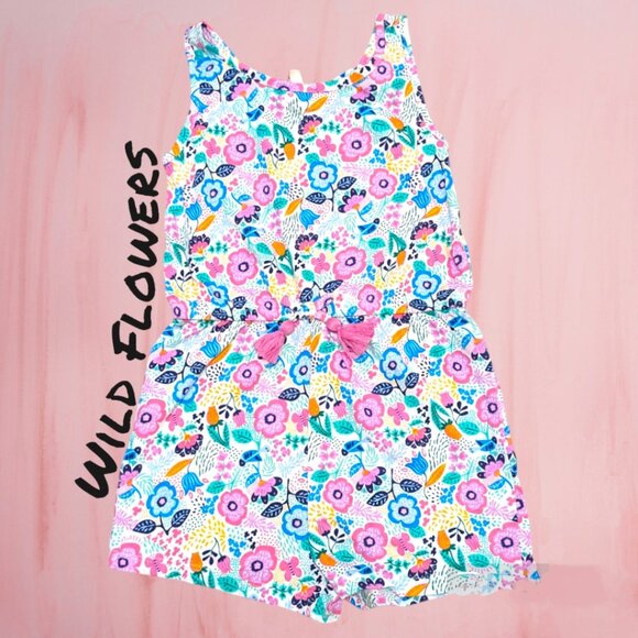 NWOT GIRLS ANKO ROMPER SUPER SOFT, COMFY AND ATTRACTIVE WILD FLOWERS PRINT - Picture 1 of 2